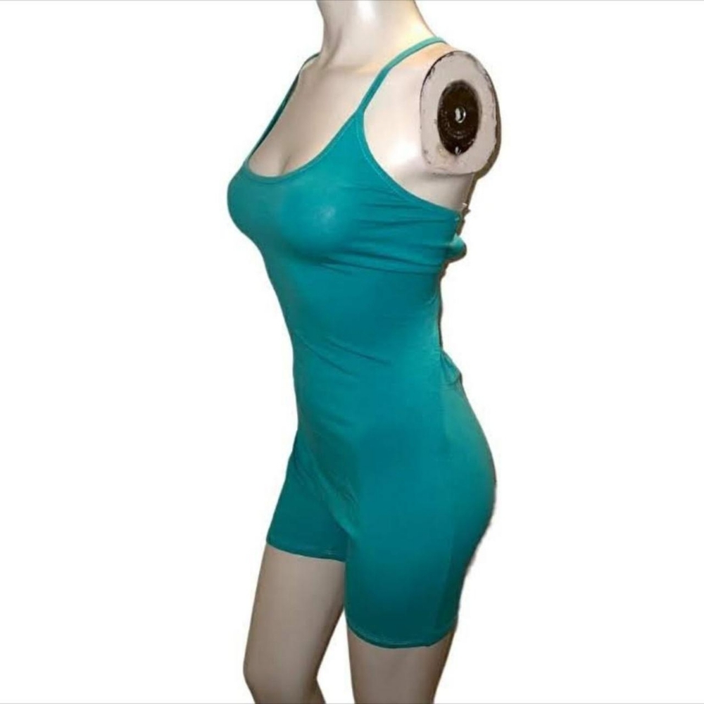🆕Turquoise Cami Strap Bodycon Romper~Size L - Picture 5 of 9